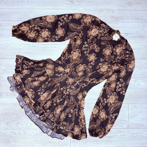 Misa Lorena Dress in Colombe d'or Flora fit and flair long sleeve dress midi sm - Picture 2 of 6